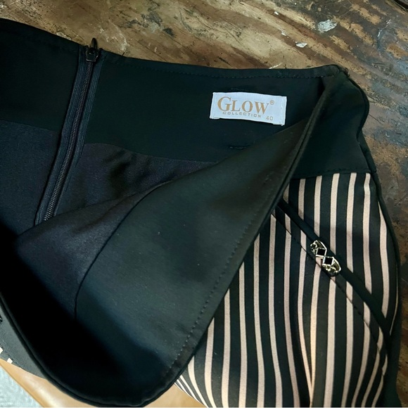 Glow Collection Brown & Black Midi Skirt Size 10 - Picture 8 of 11